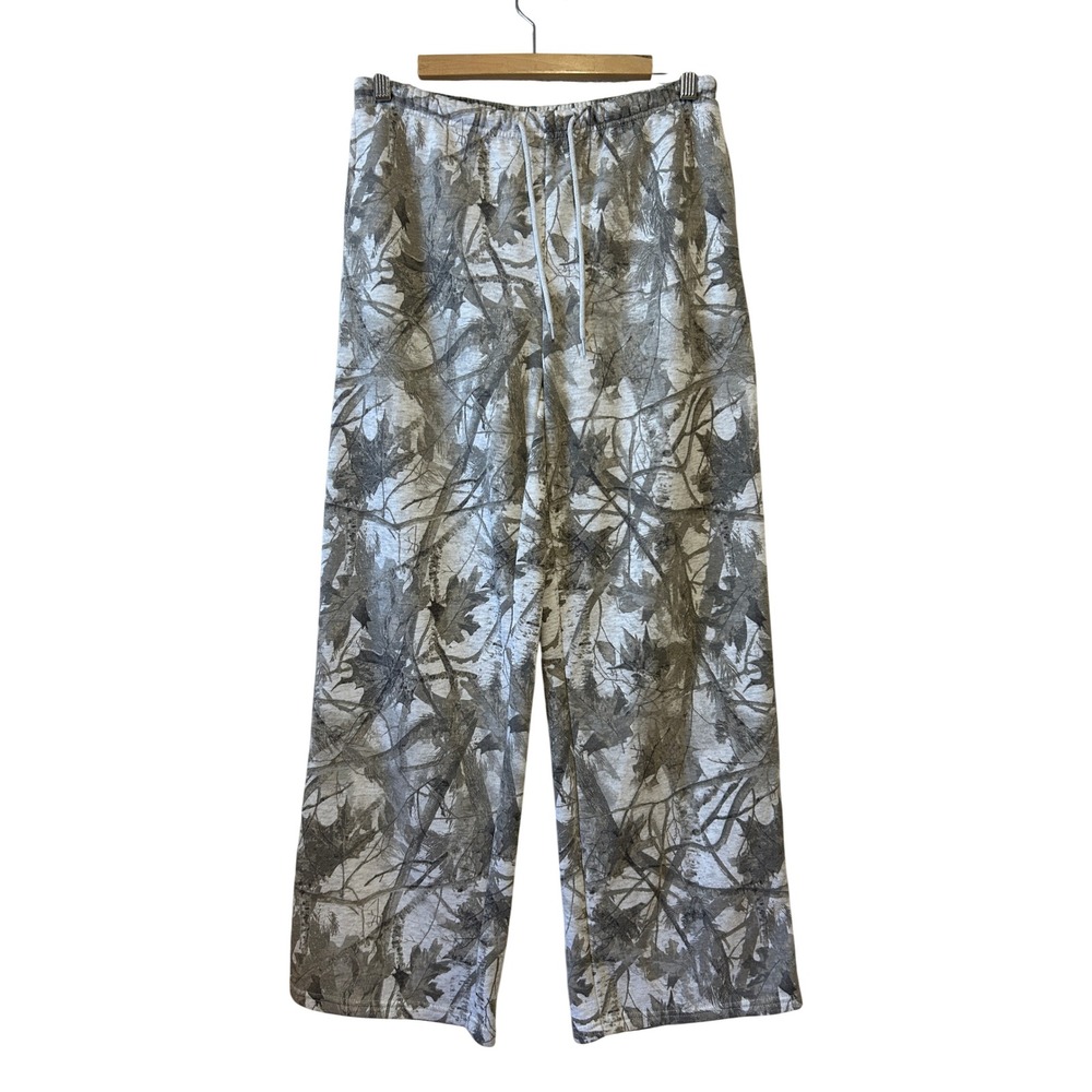 Refuge Fleece Sweatpants Size S Gray Camo Real Tree Wide Leg Lounge Hunting